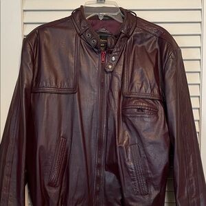Vintage Men's Burgundy Leather Bomber Jacket, size 42 or Large